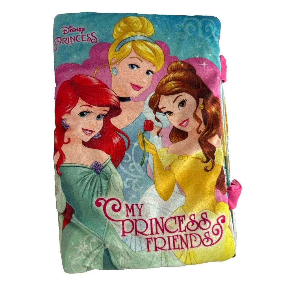 Disney Princess Pillow Book Plush Storybook 3D Pink  Room Decor HTF Rare 14in